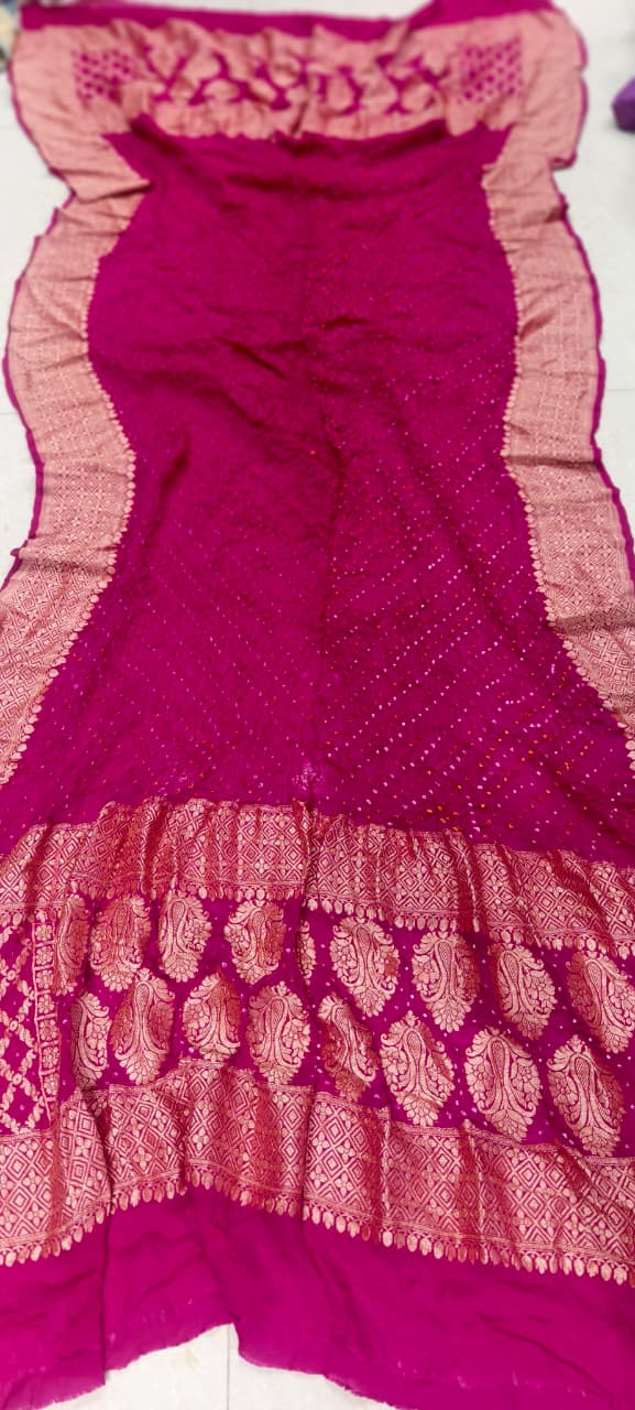 Pure Banarasi Georgette Rai Bandhej Dupatta